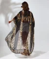 Kadın Rahat Kesim Şifon Kimono - Leopar