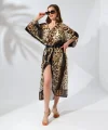 Kadın Rahat Kesim Şifon Kimono - Leopar