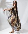 Kadın Rahat Kesim Şifon Kimono - Leopar