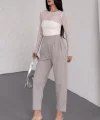 Kadın Scuba Krep Likralı Yan Fermuarlı Lastikli Harem Pantolon