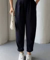 Kadın Scuba Krep Likralı Yan Fermuarlı Lastikli Harem Pantolon