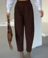 Kadın Scuba Krep Likralı Yan Fermuarlı Lastikli Harem Pantolon