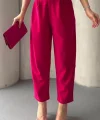 Kadın Scuba Krep Likralı Yan Fermuarlı Lastikli Harem Pantolon