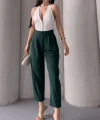 Kadın Scuba Krep Likralı Yan Fermuarlı Lastikli Harem Pantolon