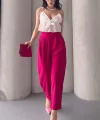 Kadın Scuba Krep Likralı Yan Fermuarlı Lastikli Harem Pantolon