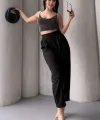 Kadın Scuba Krep Likralı Yan Fermuarlı Lastikli Harem Pantolon