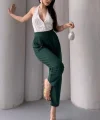 Kadın Scuba Krep Likralı Yan Fermuarlı Lastikli Harem Pantolon