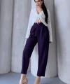 Kadın Scuba Krep Likralı Yan Fermuarlı Lastikli Harem Pantolon