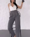 Kadın Scuba Krep Likralı Yan Fermuarlı Lastikli Harem Pantolon