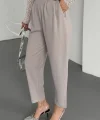 Kadın Scuba Krep Likralı Yan Fermuarlı Lastikli Harem Pantolon