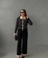 Kadın şerit Detay Bol Paça Pantolun  ıkılı Takım