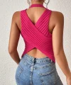 Kadın Sıfır Kol Sırt çapraz Detay Triko Bluz