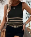Kadın Sıfır Kol Yuvarlak Yaka şerit Detay Triko Bluz