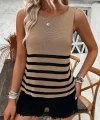 Kadın Sıfır Kol Yuvarlak Yaka şerit Detay Triko Bluz