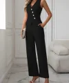 Kadın Sıfır Kollu çapraz V Yakalı önden Düğmeli Atlas Yelek Ve Pantolon Ikili Takım