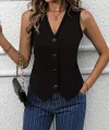 Kadın Sıfır Kollu V Yakalı önden Düğmeli Atlas Yelek