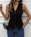 Kadın Sıfır Kollu V Yakalı önden Düğmeli Atlas Yelek