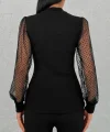 Kadın Siyah Kolu Tül Detaylı Yarım Balıkçı Kaşkorse Bluz 6160