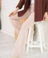 Kadın Skuba Krep Kumaş Basic Pantolon - Bej