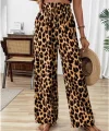 Kadın Süprem Kumaş Beli Lastikli Leopar Desen Pantolon