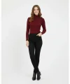 Kadın Tam Boğazlı Fitilli Likrali Koşkorse Badi - Bordo
