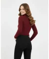 Kadın Tam Boğazlı Fitilli Likrali Koşkorse Badi - Bordo