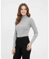 Kadın Tam Boğazlı Fitilli Likrali Koşkorse Badi - Gri