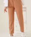 Kadın Tam Kalıp Basic Eşofman Pantolon - Kahverengi
