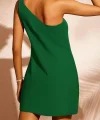 Kadın Tek Omuz Askılı Krep Mini Elbise