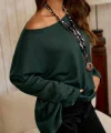 Kadın Tek Omuzdan Açık Yarasa Kollu Waffle Bluz