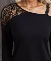 Kadın Tek Omuzu Açık Askılı Dantelli Viskon Bluz