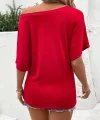 Kadın Tek Omuzu Açık Kısa Kollu Salaş Viskon Bluz