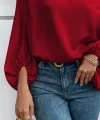 Kadın Tek Omuzu Açık Uzun Kollu Salaş Sandy Bluz