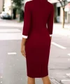 Kadın Truvakar Kol çift Renkli Düğmeli Kısa Ithal Krep Elbise