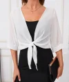 Kadın Truvakar Kol önden Bağlamalı Kısa şifon Bolero Ceket