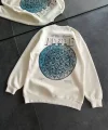 Kadın Üç İplik Bisiklet Yaka Baskılı SweatShirt - Beyaz