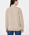 Kadın Üç İplik Dık Yaka Yarım Fermuarlı SweatShirt - Bej