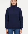Kadın Üç İplik Dık Yaka Yarım Fermuarlı SweatShirt - Lacivert