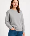 Kadın Üç İplik Düz Bisiklet Yaka SweatShirt - Gri