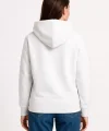 Kadın Üç İplik Kapüşonlu Kanguru Çepli SweatShirt hoodie - Beyaz