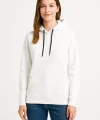 Kadın Üç İplik Kapüşonlu Kanguru Çepli SweatShirt hoodie - Beyaz