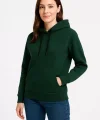 Kadın Üç İplik Kapüşonlu Kanguru Cepli Sweatshirt hoodie - Haki