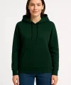 Kadın Üç İplik Kapüşonlu Kanguru Cepli Sweatshirt hoodie - Haki