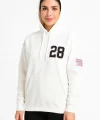 Kadın Üç İplik Kapüşonlu Ön ve Arka Baskılı SweatShirt hoodie - Beyaz