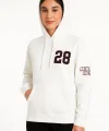 Kadın Üç İplik Kapüşonlu Ön ve Arka Baskılı SweatShirt hoodie - Beyaz