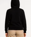 Kadın Üç İplik Kapüşonlu Tam Fermuarlı Kanguru Çepli SweatShirt Hoodie - Siyah
