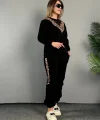 Kadın üç Iplik Kumaş Leopar Desenli Dantel Detaylı Ikili Takım