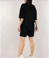 Kadın Unisex Nakış İşlemeli Şort Takım - Siyah