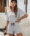 Kadın Üst Bluz Alt Beli Lastikli Şort Viskon Kumaş İkili Takım