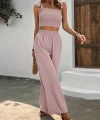 Kadın üstü Gipeli Crop Beli Lastikli Bol Pantolon Bürümcük Ikili Takım